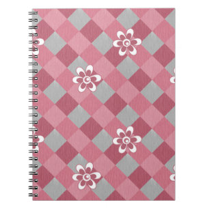 Kariert mit Kamille Blume in Grau und Rosa Notizblock