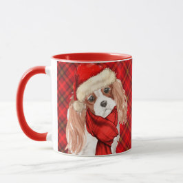 Kariert mit King Charles Spaniel Christmas Dog Tasse