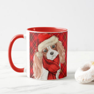 Kariert mit King Charles Spaniel Christmas Dog Tasse