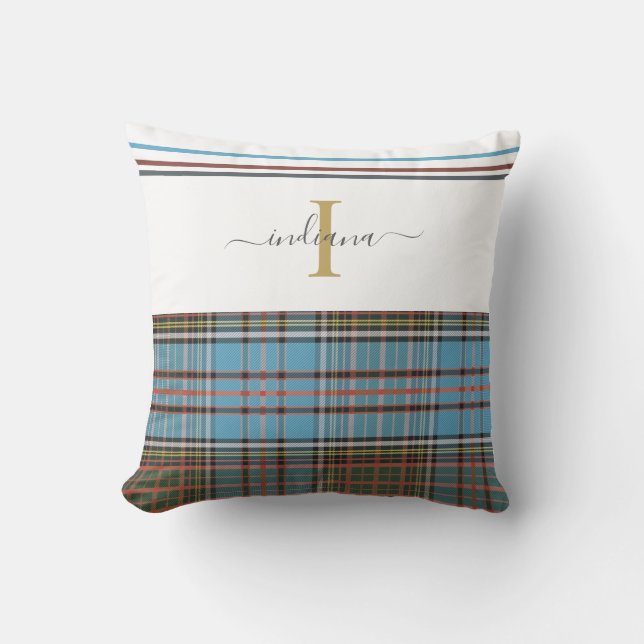 Kariert Monogram Clan Anderson Rustic Tartan Kissen (Vorderseite)