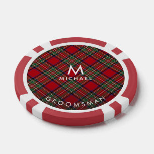 Kariert Monogram Red Green Stewart Tartan Trauzeug Pokerchips