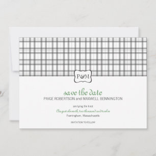 Kariert Monogramm Save the Date