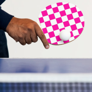 Kariert Neon Pink und Weiß Tischtennis Schläger