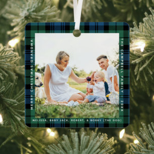 Kariert Oma 2 Foto Weihnachten Campbell Tartan Ornament Aus Metall