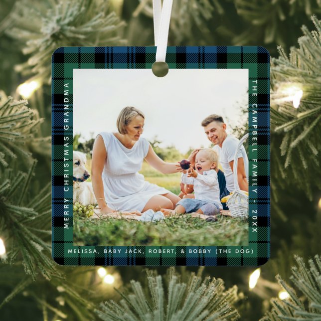 Kariert Oma 2 Foto Weihnachten Campbell Tartan Ornament Aus Metall (InSitu)