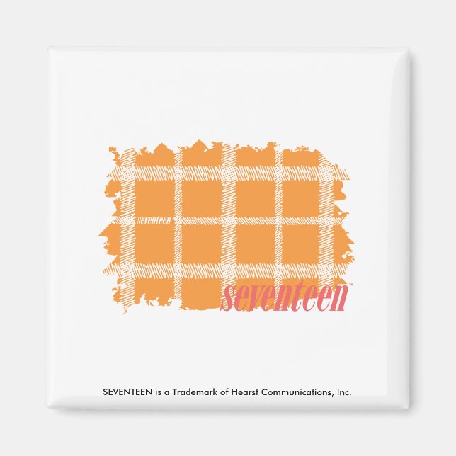 Kariert Orange 3 Magnet (Vorne)