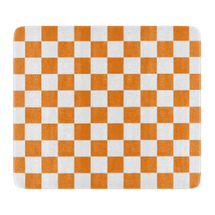 Kariert Orange und Weiß  Schneidebrett