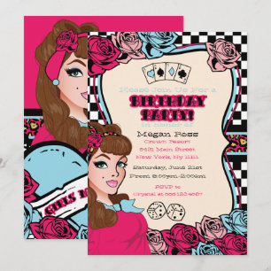Kariert, Pin-up, Rock-A-Billy Einladung