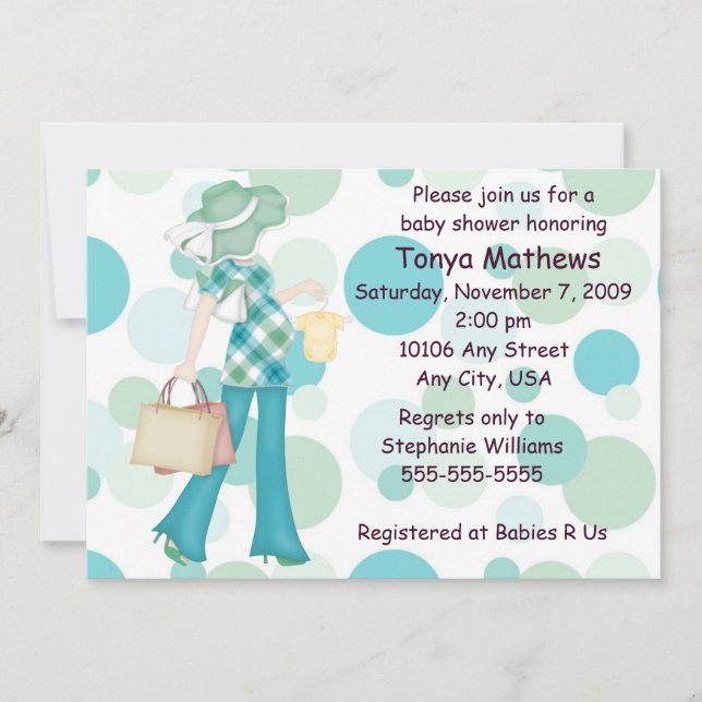 Kariert Polka Dot Baby Shower Invitation (CA) Einladung (Vorderseite)