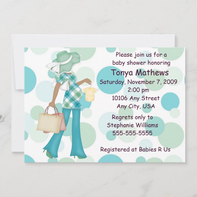Kariert Polka Dot Baby Shower Invitation (OM) Einladung (Vorderseite)