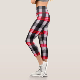 Kariert Populäre Abstrakte Schwarze Karierte Samml Capri Leggings