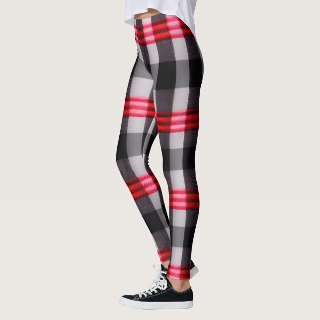 Kariert Populäre Abstrakte Schwarze Karierte Samml Leggings (Links)