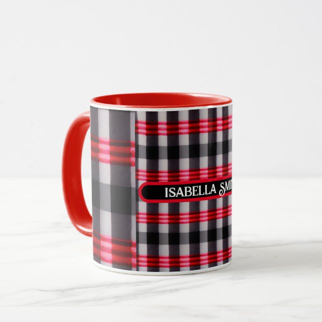 Kariert Populäre Abstrakte Schwarze Karierte Samml Tasse (Vorderseite Links)