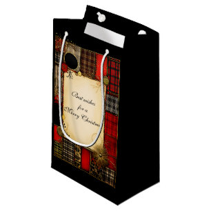 Kariert Red Black Gold Weihnachtsgrüße Kleine Geschenktüte