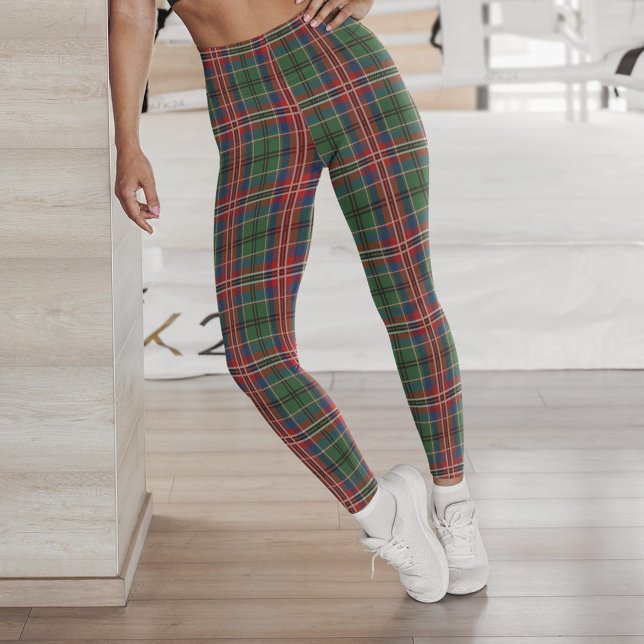 Kariert Red Green Karo Pattern Tartan Leggings (Plaid MacCulloch Red Green Check Leggings)