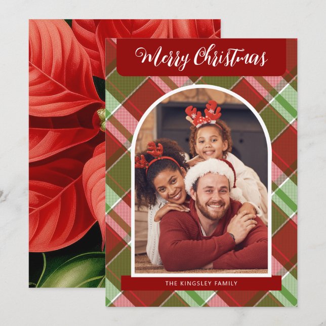 Kariert Red Poinsettias Weihnachten Personalisiert (Vorne/Hinten)