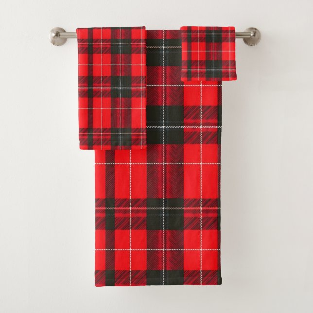 Kariert Red Traditional Tartan Trendy Collection Badhandtuch Set (Insitu)