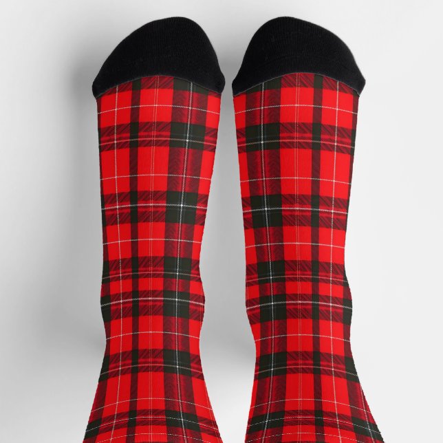 Kariert Red Traditional Tartan Trendy Collection Socken (Oben)