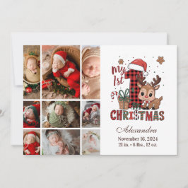 Kariert Rentier 9 Foto Erste Weihnachtsfeier Feiertagskarte