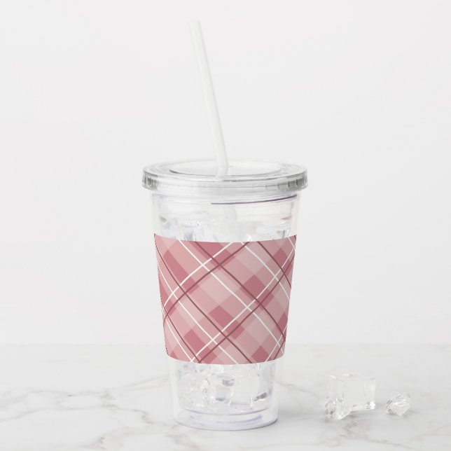Kariert rosa acryltrinkbecher (Vorderseite Ice)