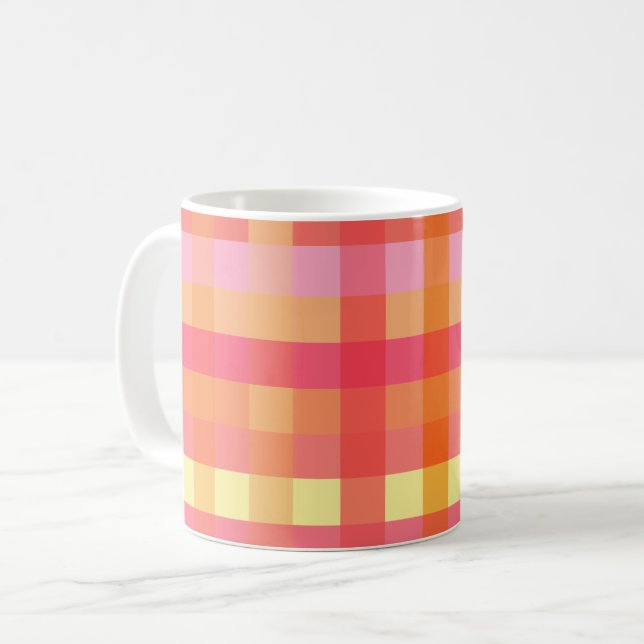 Kariert, rosa und orange kaffeetasse (Vorderseite Links)