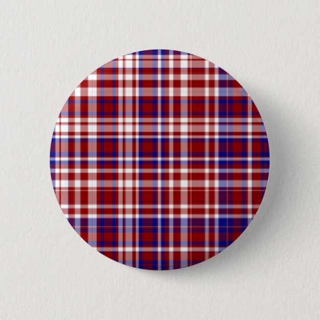 Kariert, rot, weiß, blau. 01-SCHALTFLÄCHE Button (Vorderseite)