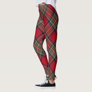 Kariert Rustic Red Green Classic Stewart Tartan Leggings