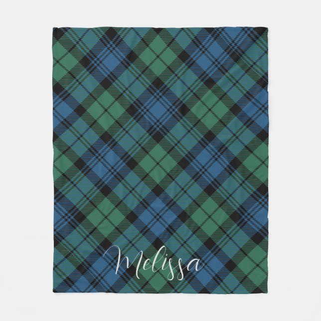 Kariert Rustikal Blue Green Campbell Tartan Fleecedecke (Vorderseite)
