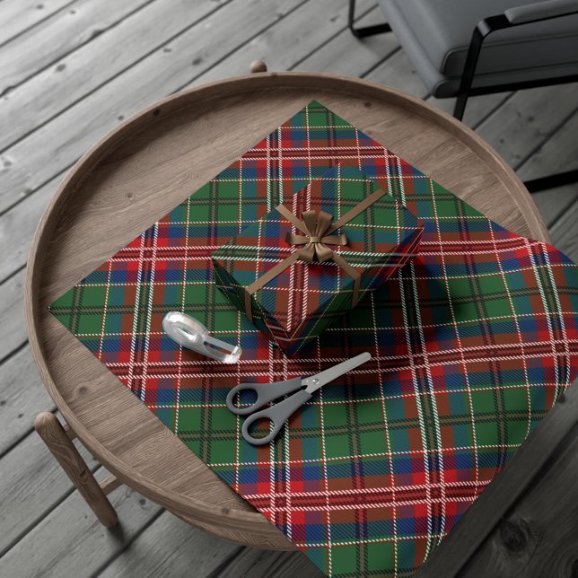 Kariert Rustikaler Clan MacCulloch Red Green Tarta Geschenkpapier (Tartan Clan MacCulloch Red Green Blue Check Plaid Wrapping Paper)