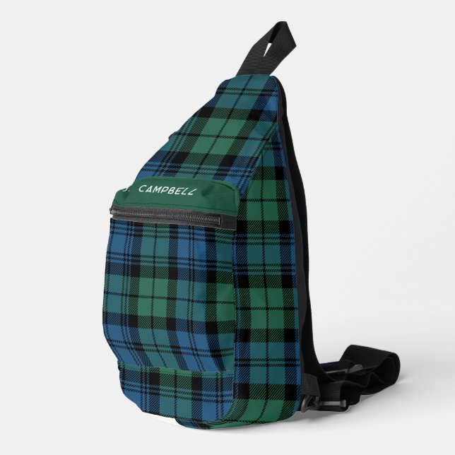 Kariert Rustikales Campbell Personalisiert Tartan Crossbody Bag (Rechte Ecke)