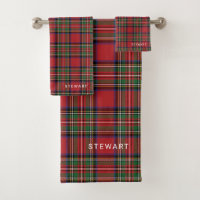 Kariert Rustikales Rot und Grüner Stewart Tartan