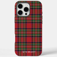 Kariert Rustikales Rot und Grüner Stewart Tartan