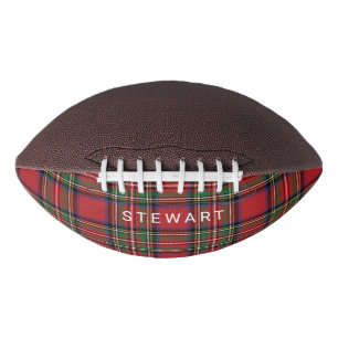 Kariert Rustikales Rot und Grüner Stewart Tartan Football