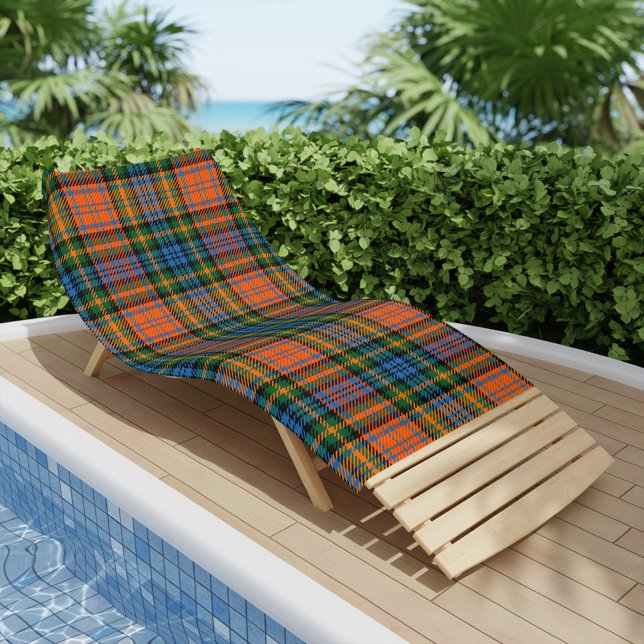 Kariert Rustikales Tartan Clan Murray Elegant Strandtuch (Rustic Plaid Murray Blue Orange Tartan Beach Towel)