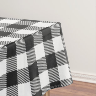 Kariert Schwarz-weiß Gingham Checkered Rustic Tischdecke