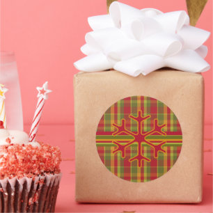 Kariert & Streifen Schneeflocken Aufkleber Roter G