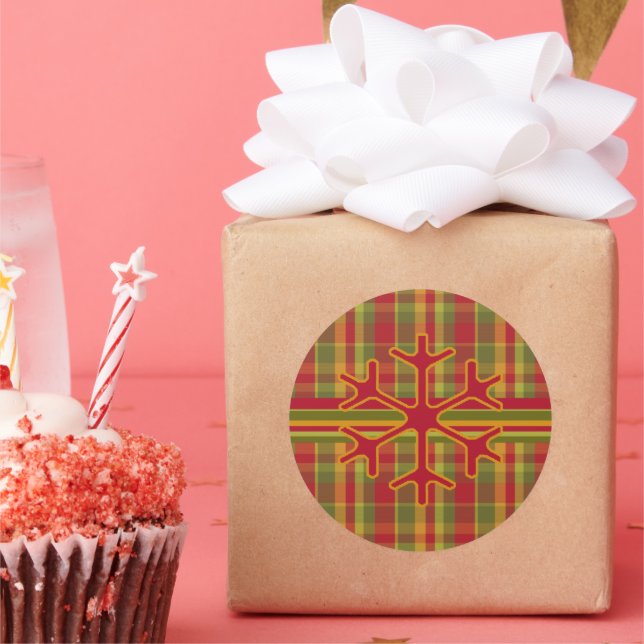 Kariert & Streifen Schneeflocken Aufkleber Roter G (Party)