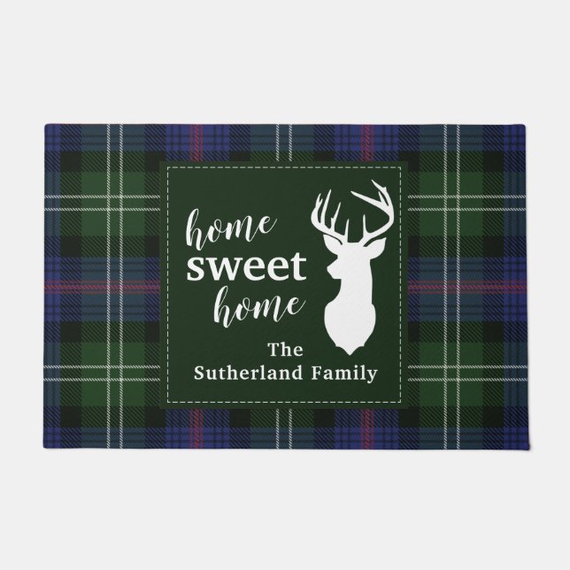 Kariert Sweet Zuhause Sutherland Tartan Personalis Fußmatte (Vorderseite)