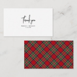 Kariert Tartan Green Red Rustic Wedding Danke Mitteilungskarte