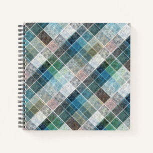 kariert, tartan, kariert, klassisch, blau, weiß notizbuch