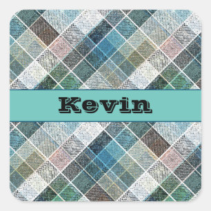 kariert, tartan, kariert, klassisch, personalisier quadratischer aufkleber