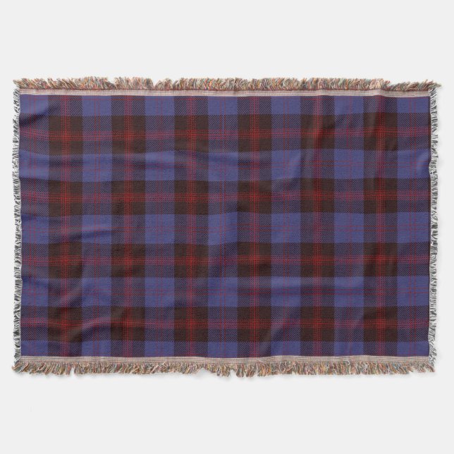 Kariert Tartan Marineblau Rot Decke (Vorderseite)