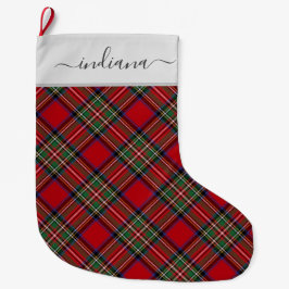Kariert Tartan Stewart Red Green Rustic Großer Weihnachtsstrumpf
