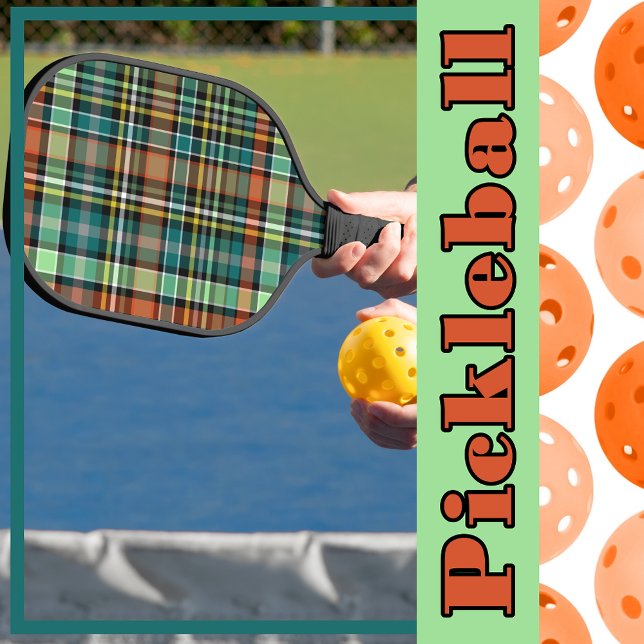 Kariert Türkis Graugelb Gelb Orange MIngrün Pickleball Schläger (Plaid Turquoise Gray Yellow Orange MInt Green Pickleball Paddle)
