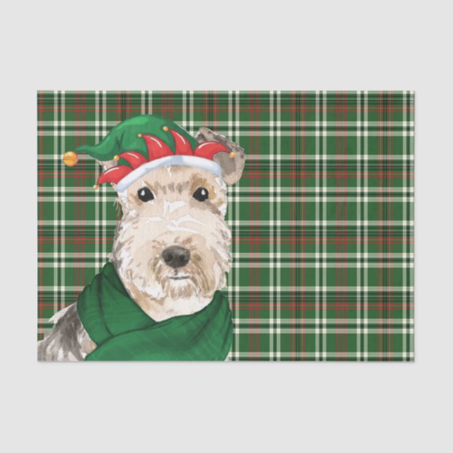 Kariert und Lakeland Terrier Dog Weihnachten Seidenpapier (Vorderseite)