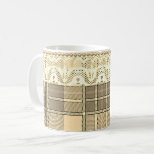 Kariert und spitz Gold und Creme niedlich gürten Kaffeetasse