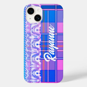 Kariert und Spitze lila und rosa niedlich Case-Mate iPhone 14 Hülle