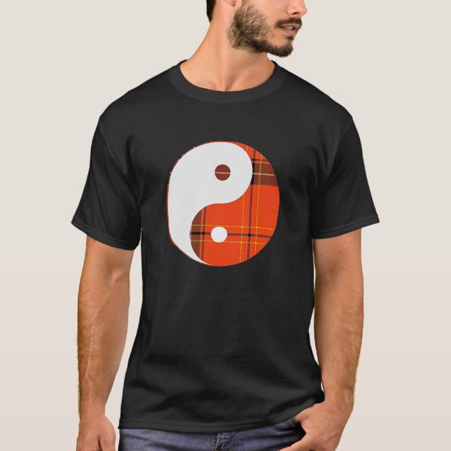 Kariert und weiß Yin Yang T-Shirt (Vorderseite)
