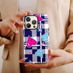 Kariert Valentine Rosa Herz iPhone 14 Case-Mate Hülle