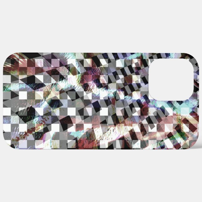 Kariert verdreht unter farbigen Flecken, vereinfac Case-Mate iPhone Hülle (Hinten (horizontal))